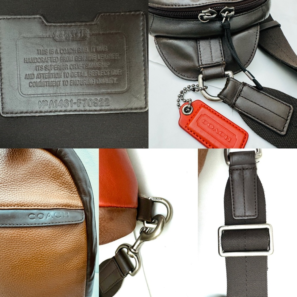Authentic Coach F79022 Men's Crossbody Bag In Brown With An Orange Accent - Picture 11 of 16